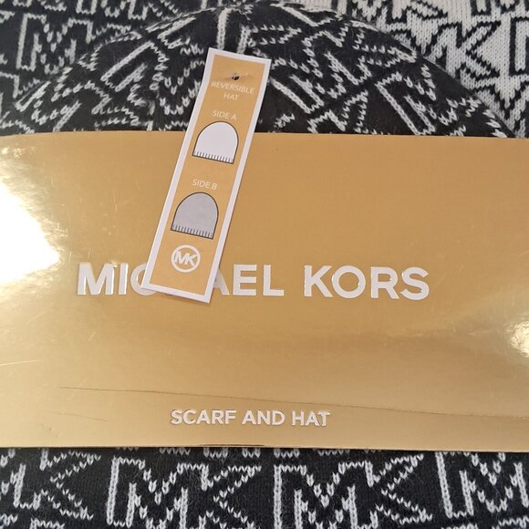 Michael Kors Monogram Logo  Reversible  Scarf and Hat Set. BNWT main image 7